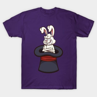 Evil White Bunny In Magician Hat T-Shirt